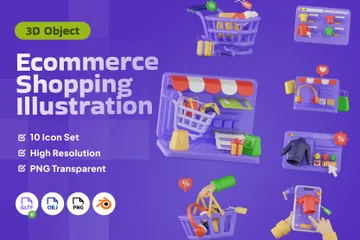 Compras de comércio eletrônico Pacote de Illustration 3D