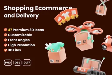 Compras de comércio eletrônico Pacote de Icon 3D