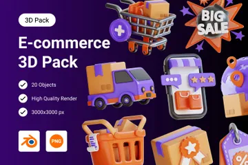 Comércio eletrônico e compras on-line Pacote de Icon 3D