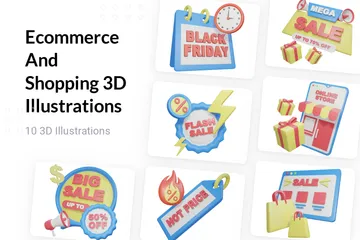 Comércio eletrônico e compras Pacote de Illustration 3D