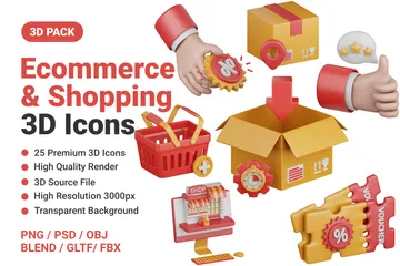 Comércio eletrônico e compras Pacote de Icon 3D