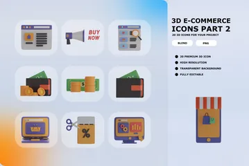 Comércio Eletrônico Parte 2 Pacote de Icon 3D