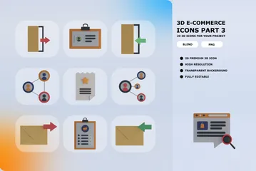 Comércio Eletrônico Parte 3 Pacote de Icon 3D