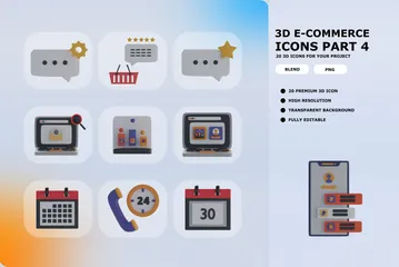 Comércio Eletrônico Parte 4 Pacote de Icon 3D
