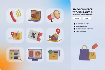 Comércio Eletrônico Parte 6 Pacote de Icon 3D