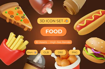 Comida Pacote de Icon 3D