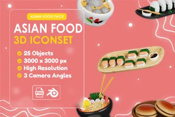 Comida asiática Paquete de Icon 3D