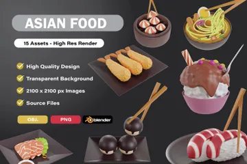 Comida asiática Pacote de Icon 3D