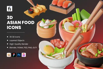 Comida asiática Ilustração 3D Pack