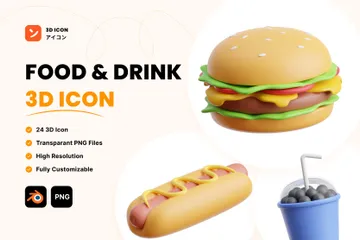 Comida e bebida Pacote de Icon 3D