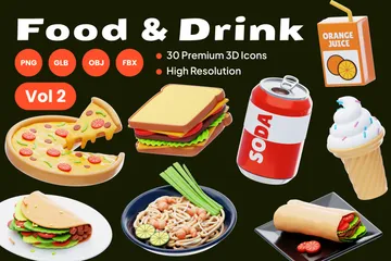 Comida y bebida Vol 2 Paquete de Icon 3D