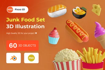 Comida chatarra Paquete de Illustration 3D