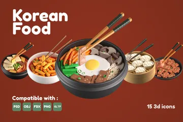 Comida coreana Pacote de Icon 3D