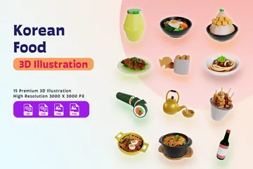 Comida coreana Pacote de Icon 3D