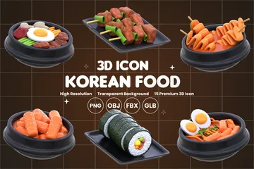 Comida coreana Paquete de Icon 3D