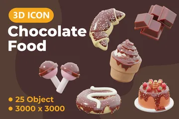 Comida De Chocolate Pacote de Icon 3D