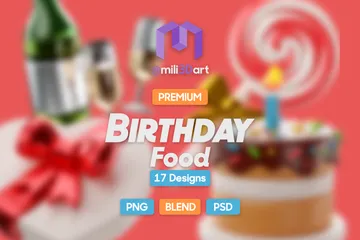 Comida de cumpleaños Paquete de Icon 3D