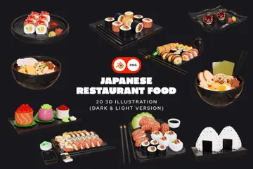 Comida de restaurante japonês Pacote de Icon 3D