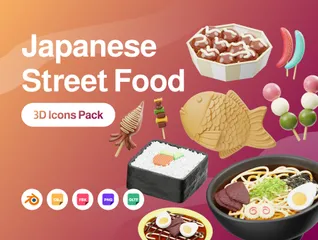 Comida de rua japonesa Pacote de Icon 3D