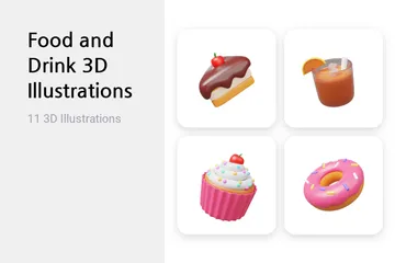 Comida e bebida Pacote de Illustration 3D