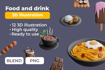 Comida e bebida Pacote de Icon 3D