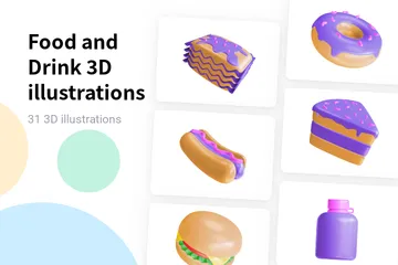 Comida e bebida Pacote de Illustration 3D