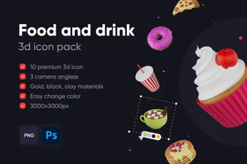 Comida e bebida Pacote de Icon 3D