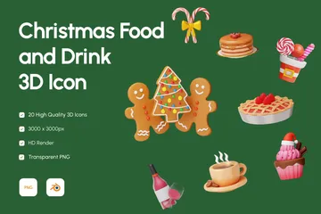 Comida e bebida de Natal Pacote de Icon 3D