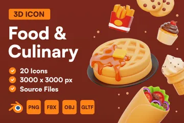 Comida e Culinária Pacote de Icon 3D