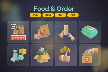 Comida e pedido Pacote de Icon 3D