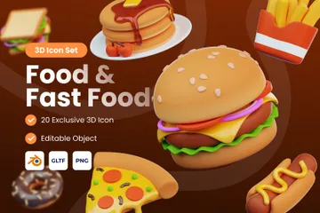 Comida e Fast Food Pacote de Icon 3D