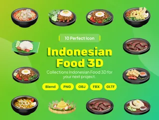 Comida Indonésia Pacote de Icon 3D