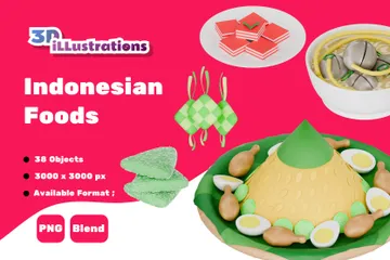 Comidas de Indonesia Paquete de Icon 3D