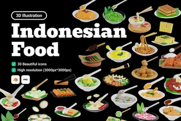 Comida indonesia Paquete de Icon 3D