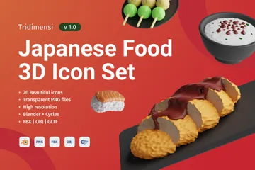 Comida Japonesa Pacote de Icon 3D
