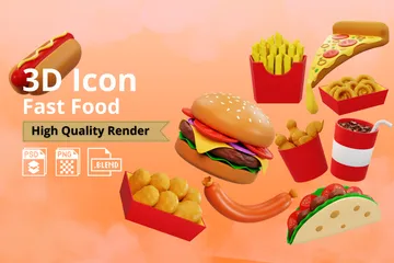 Comida rápida Paquete de Icon 3D