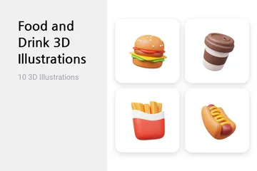 Comida y bebida Paquete de Illustration 3D