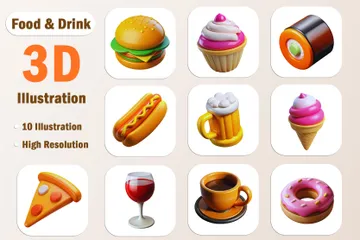 Comida y bebida Paquete de Icon 3D