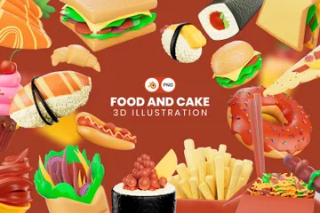 Alimentos e Bolo Pacote de Icon 3D