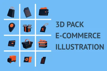 Commerce électronique Pack 3D Illustration