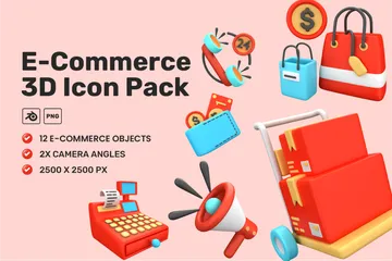 Commerce électronique Pack 3D Illustration