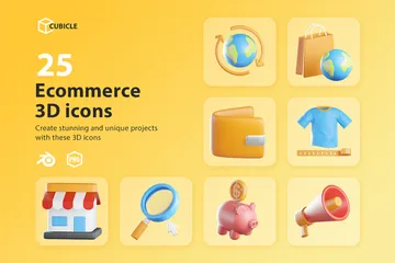 Icônes 3D du commerce électronique Pack 3D Icon