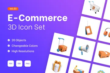 Commerce électronique Pack 3D Illustration