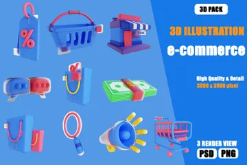 Commerce électronique Pack 3D Illustration