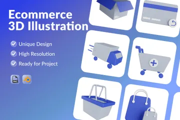 Commerce électronique Pack 3D Illustration