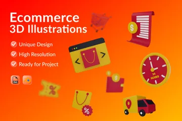 Commerce électronique Pack 3D Illustration