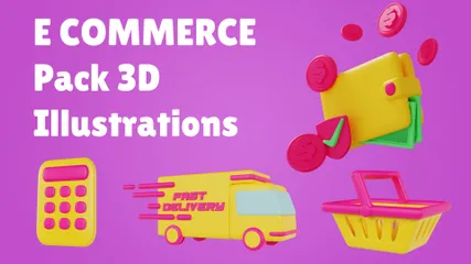 Commerce électronique Pack 3D Illustration