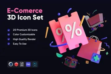 Commerce électronique Pack 3D Icon