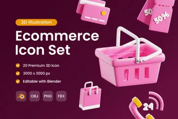 Commerce électronique 3D Icon Pack