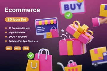 Commerce électronique Pack 3D Icon